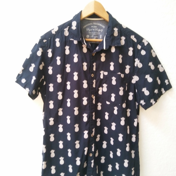 Denim and Flower Navy Pineapple Shirt Button Up - Picture 4 of 5